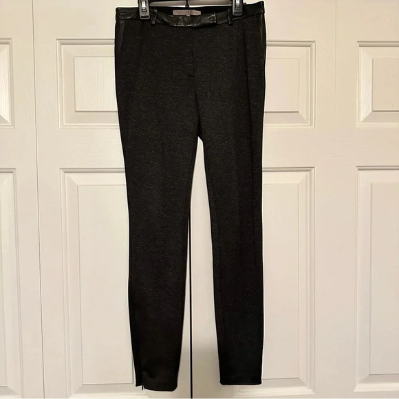 Halston Heritage Lambs Leather-Trim Pants - Picture 1 of 7